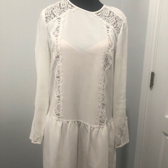 BCBG Maxazria Feminine Lace Detail Cottagecore/ BOHO Lined White Dress - Picture 1 of 6